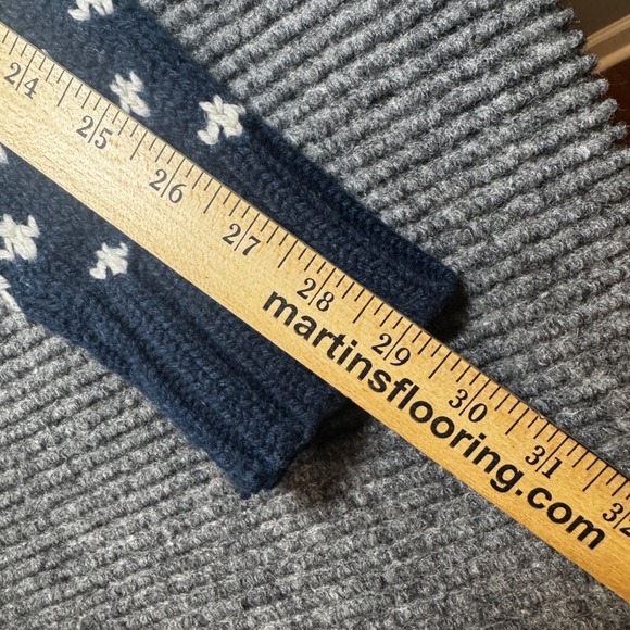 H&M LOGG  Sweater Heavy Nordic Shawl Collar Snowflake Blue Wool Blend Sz Medium - Picture 8 of 14